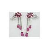 India Sterling Silver Earrings With Pink Tourmaline thumbnail-1