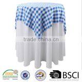 White and Blue Polyester Checked Tablecloth Indoor and Out Door