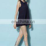 Women Slim Girls Navy Chiffon Pleated Casual Tunci Party Dress thumbnail-4