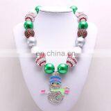 Christmas Girl Necklace With Snowman Chunky Bubblegum Pendant Necklace Kids New Year Gift thumbnail-5
