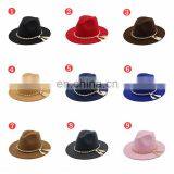 Woolen Felt Hat Panama Jazz Fedoras Hats Tassel Pearl Vintage Cap Formal Party And Stage Top Hat for Women Men Unisex thumbnail-3