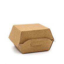 Food Grade Kraft Paper Burger Box Custom Logo Convenient Carried Fast Food Hamburger Boxes for Restaurant thumbnail-5