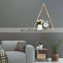 Set of 4 Rustic Triangle Hanging Swing Rope Wood Floating Wall Shelves Wooden Wall Shelf thumbnail-4