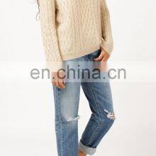 Light Color Latest Design Ladies Wool Cable Knit Sweater thumbnail-2