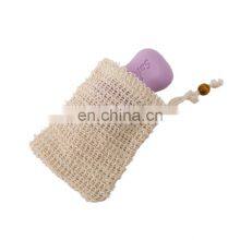 Eco Friendly Bath Foam Mesh Soap Bag Cotton Linen Hemp Exfoliating Soap Bag