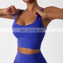 Women High Impact Soft Sports Breathable Bras Wholesale Workout V Cut Hem Yoga Tank Tops thumbnail-2