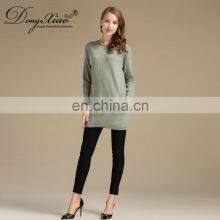 Lady Fashion Winter Warm Casual Long Dress Vintage 100% Cashmere Sweater O-Neck Collar Knitted Weaving OEM Service Available thumbnail-3