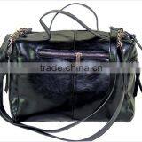 Black Cosmetic Leather Travel Tote Bag With Fur Bag thumbnail-4