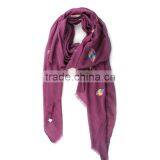 2016 Spring Newest Colorful Leaf Hand Embroidery Designs Cotton Scarves thumbnail-2