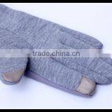 Ladies Grey Feather Cloth Touch Finger Hand Gloves thumbnail-3