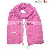 Wholesale Fashion Classic Tassel Style Kids Boys Girls Cotton Solid Plain Scarf thumbnail-5