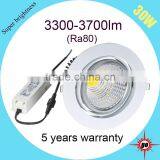 Popular High End CRI90 4-way Rotatable COB 30w LED Downlight thumbnail-5