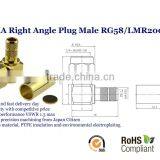 SMA Male Right Angle Coaxial Connector for RG-58U,LMR-195U,LMR-200 Cable,electrical Contact