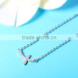 925 Sterling Silver Full CZ Sideways Curved Cross Charm Necklace thumbnail-6