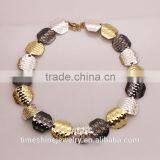 New Products 2016 Three Tone Hammered Plate Statement Necklace thumbnail-2