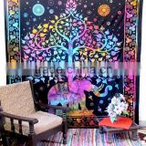 Indian Elephant Tree of Life Tie n Dye Wall Hanging Tapestry