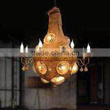 China supply modern living room led k9 hemp rope chandelier pendent lamp pendant light