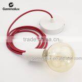 Spray Painting White Ceiling Rose / Braided Iron Lamp Holder Pendant Light Fitting Kit thumbnail-1