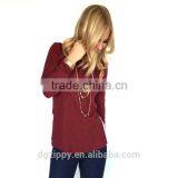 Crimson and Cream Vintage Embroider Top Wholesale Lady Blouse thumbnail-3