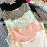 Spot Comfortable Pure Color Girl Soft Elastic Children Sleeveless Vest With Ruffles thumbnail-1