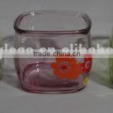 COLORFUL GLASS CANDLE HOLDER IN L11 X W 11X H 9 CM