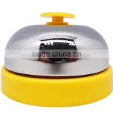 silver table bell , 75mm diameter chrome plated with ABS base for reception