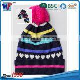 Simple High Quality Girl Star Knitted Beanie Caps and Hats With Gloves thumbnail-2