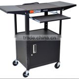 18 x 24 Media Cart w/ Drop Leaf Side Shelves, Pull-out Tray, Storage Cabinet - Black(MC-B-0225)