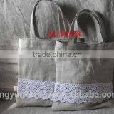 Handmade Cotton Fabric Bags Foldable Handbags Lace Shopping Bags thumbnail-1