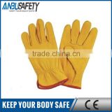 full palm pvc dotted yellow cow split leather glove