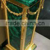 A Palatial Gilt Bronze Mounted Malachite Dining Table, Gorgeous Oval Bronze Dining Table With Natural Malachite Top and Base thumbnail-5