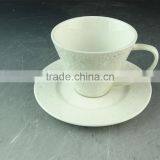 Ceramic Porcelain White V Shaped Coffee Tea Cup And Saucer, Wholesale Cheap Porcelain Cup and Saucer in Stock thumbnail-1