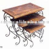 Wood Table, Wooden Nesting Table, Folding Table, End Table, Square Wooden Table, Wood Folding Table, Wooden Stool Tables thumbnail-1