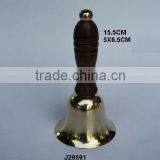Metal Bell With Mirror Polish Made in Brass and Woodne Handle With Brass Knob on Top thumbnail-1