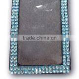 ID Holder With Light Blue Gem, High Quality Promotion Gift PU Leather Badge Holder With Crystal Gem Decoration thumbnail-4