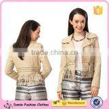 Wholesale New Fashion Fringing Hem Leather Lady Jacket thumbnail-1