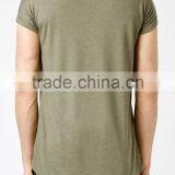 2016 Spring Mens Fashion Cotton Black Longline t Shirt With Long Section thumbnail-4