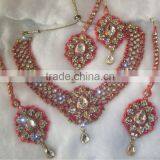 PINK PATWA CHOKER Necklace EARRING Set thumbnail-1