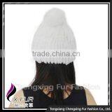 CX-C-58K In-Stock Items Fashion Winter Rex Rabbit Fur Top Ball Beanie Hat thumbnail-3