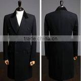 2014 Tailored Double-Breasted Black Lapel Fashion Design Slim Fit Mens Cashmere Men Coat thumbnail-1