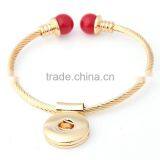 2016 New Design Snap Button Bangle Gold Plating Snap Button Cuff Bangle Small Red Stone Beads Twist Bangle thumbnail-1