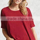 2017 Women Batwing Sleeve Fashion High Quality Tshirt Scoop Neck Printed Bulk Tshirt thumbnail-1