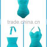 Plain Solid Color Wrinkle Women Swimwear One Piece Swimwear thumbnail-5