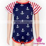 2LLY-115 Lovebaby Wholesale 4th July Outfit Red Blue White Anchor Short Sleeve Romper Kids Jumpsuit thumbnail-1