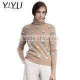 Customized Winter Women Turtleneck Jacquard Knit Pattern Cashmere Sweater thumbnail-1