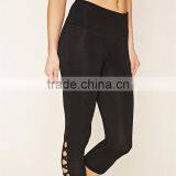 China Hot Sale Crisscross Capri Leggings Saxi Girl Cotton Yoga Pants thumbnail-2