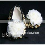 Newborn Baby Girl Leopard Shoes With Cream Rosettes GS36Z4 thumbnail-1