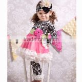 2014Hot Sale!Baby Girls Cotton Ruffle Pants Set child wear garment China kids clothes wholesale outfit for kids damask 2 pcs set