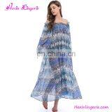 Wholesale Long Sex Off Shoulder Long Sleeve Women Beach Dress thumbnail-3