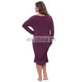 Kate Kasin Comfortable Long Sleeve Cotton Hips-Wrapped Bodycon Pencil Dress Pregnant Woman Dress Maternity Dress KK000615-1 thumbnail-5